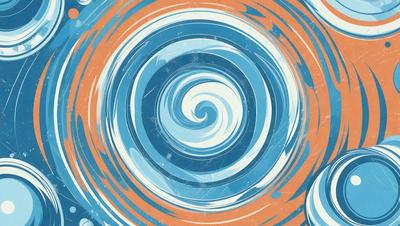 The primary subject of the image is a spiral pattern, which is the main object, scene, or focus of the image. The spiral pattern is set against a blue and orange background, creating a visually striking contrast. The spiral pattern is depicted in a digital art style, giving it a modern and dynamic appearance. The overall atmosphere of the image is vibrant and energetic, with the spiral pattern serving as a central point of interest.