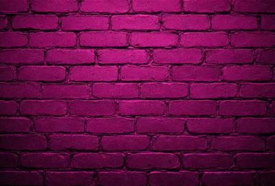 The primary subject of the image is a purple brick wall. The setting is a brick wall, and the visual style is a photo. The dominant colors are purple and pink, creating a warm and inviting atmosphere.