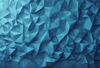 The primary subject of the image is a blue wall with a geometric pattern. The setting is a room with a blue wall, and the visual style is a digital art or illustration. The dominant colors are blue and white, creating a calm and soothing atmosphere.