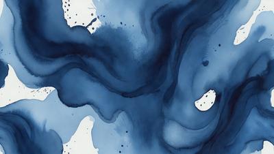 The primary subject of the image is a blue and white painting of a swirling, flowing water pattern. The setting is a blue background, and the visual style appears to be a digital art or illustration. The dominant colors are blue and white, creating a calming and serene atmosphere.
