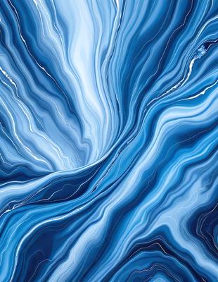 The primary subject of the image is a blue and white swirling pattern, which appears to be a digital art or illustration. The setting is a blue background, and the visual style is a combination of digital art and illustration. The dominant colors are blue and white, creating a calming and serene atmosphere.