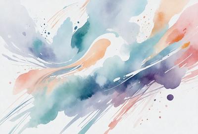 The primary subject of the image is a painting or drawing of a wave. The setting is a water surface, and the visual style appears to be a combination of digital art and illustration. The dominant colors in the painting are blue, green, and orange, creating a vibrant and dynamic atmosphere.