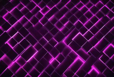 The primary subject of the image is a purple and pink patterned wall. The setting is a dark room with a purple and pink checkered pattern on the wall. The visual style is a digital art or illustration, creating a unique and eye-catching design. The dominant colors are purple and pink, giving the wall a vibrant and lively atmosphere.