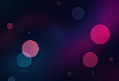 The primary subject of the image is a purple background with a pattern of pink and blue circles. The setting is a dark, colorful space, and the visual style appears to be a digital art or illustration. The dominant colors are purple, pink, and blue, creating a vibrant and lively atmosphere.