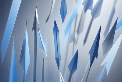 The primary subject of the image is a large, white wall with a pattern of blue and white triangles. The setting is a room with a white background, and the visual style appears to be a combination of digital art and illustration. The dominant colors are blue and white, creating a calm and soothing atmosphere.