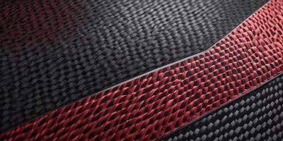 The primary subject of the image is a red and black patterned fabric. The setting is a black background, and the visual style appears to be a photo. The colors and mood of the image are predominantly red and black, creating a bold and striking appearance.