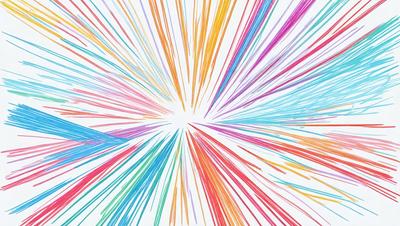 The primary subject of the image is a colorful, rainbow-like pattern or artwork. The setting is a white background, which provides a clean and uncluttered environment for the vibrant colors to stand out. The visual style appears to be a combination of digital art, illustration, or a pattern, as it is not a photo or a clipart. The dominant colors in the image are a mix of red, blue, yellow, and green, creating a lively and cheerful atmosphere.