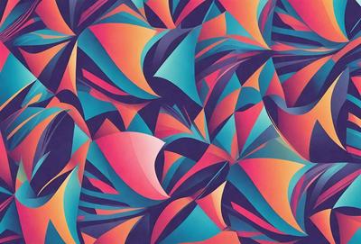 The primary subject of the image is a colorful, abstract pattern featuring a mix of blue, orange, and pink hues. The setting is a wall or a surface with a patterned design, which creates a visually appealing and vibrant atmosphere. The visual style of the image is a combination of digital art and illustration, showcasing a creative and artistic approach to design. The colors and mood of the image are lively and energetic, evoking a sense of excitement and joy.