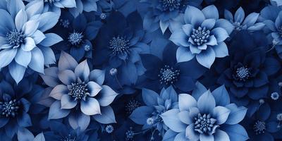 The primary subject of the image is a blue floral pattern, featuring a variety of blue flowers. The setting is a blue background, which complements the vibrant colors of the flowers. The visual style is a combination of digital art and illustration, creating a unique and eye-catching design. The dominant colors are blue and white, with the blue flowers standing out against the blue background. The overall atmosphere is serene and calming, with the blue flowers symbolizing tranquility and beauty.