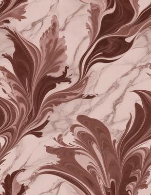 The primary subject of the image is a marble wall with a pattern of swirls and curls. The setting is a room with a pink marble surface, which adds a warm and luxurious touch to the space. The visual style is a combination of a photo and digital art, creating a unique and intricate design. The colors and mood of the image are predominantly pink and brown, giving the space a cozy and inviting atmosphere.