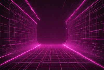 The primary subject of the image is a pink tunnel with a purple background. The setting is a futuristic environment, possibly a space station or a futuristic city. The visual style is a combination of digital art and illustration, creating a unique and captivating atmosphere. The dominant colors are pink and purple, giving the scene a vibrant and futuristic feel.