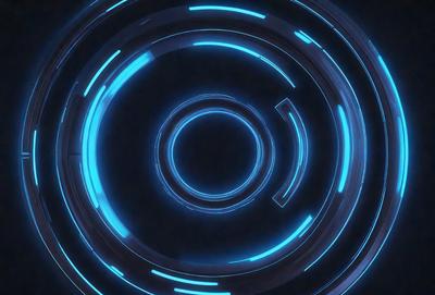 The primary subject of the image is a blue circle with a light blue background. The setting appears to be a dark room, and the visual style is a digital art or illustration. The dominant colors in the image are blue and light blue, creating a calm and serene atmosphere.