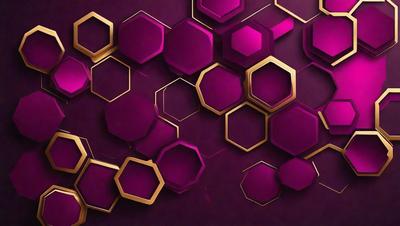 The primary subject of the image is a purple background with a pattern of hexagons. The setting is a close-up of the purple background, showcasing the hexagonal pattern. The visual style is a digital art or illustration, as the hexagons are well-defined and the background is a solid color. The colors and mood of the image are predominantly purple, creating a calm and soothing atmosphere.