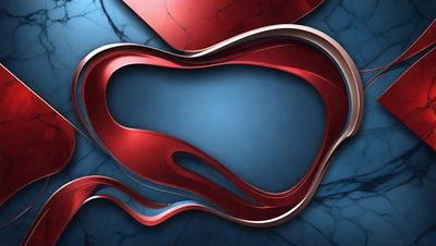 The primary subject of the image is a red and blue abstract art piece. The setting is a blue and red background, which complements the artwork. The visual style is a combination of digital art and illustration, creating a unique and eye-catching design. The dominant colors are red and blue, which evoke a sense of energy and vibrancy.