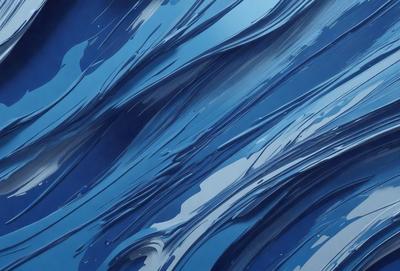 The primary subject of the image is a blue, swirling, and flowing pattern. The setting is a blue background, and the visual style appears to be a digital art or illustration. The dominant colors are blue and white, creating a calm and soothing atmosphere.