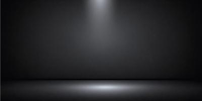 The primary subject of the image is a bright light shining on a black background. The light appears to be a spotlight, illuminating the dark space. The setting is a black wall, and the visual style is a black and white photo. The colors and mood of the image are predominantly dark, with the bright light being the main focal point.