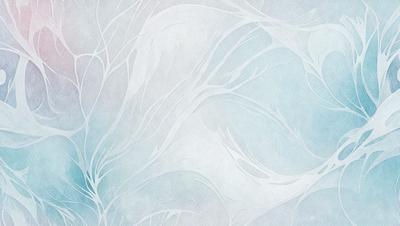 The primary subject of the image is a white and blue patterned wallpaper. The setting is a room with a blue background. The visual style is a combination of digital art and illustration. The dominant colors are white and blue, creating a calm and soothing atmosphere.