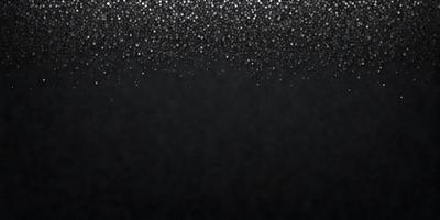 The primary subject of the image is a black background with a pattern of silver glittery dots. The setting is a dark room, and the visual style is a close-up of the black background with the silver dots. The colors and mood of the image are predominantly dark and moody, with the silver dots adding a touch of glamour and shine.