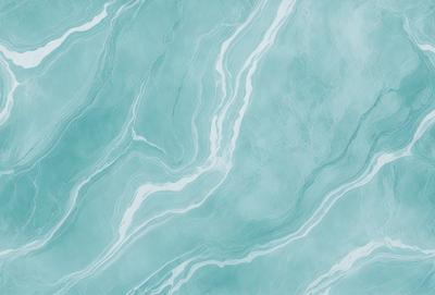 The primary subject of the image is a blue marble tile with a white and blue pattern. The setting is a bathroom, as the tile is placed on a countertop. The visual style is a close-up of the tile, showcasing its intricate design. The dominant colors are blue and white, creating a calm and soothing atmosphere.