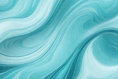 The primary subject of the image is a blue and white ocean wave. The setting is a blue ocean, and the visual style is a digital art or illustration. The dominant colors are blue and white, creating a serene and calming atmosphere.