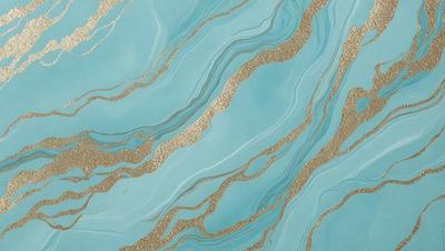 The primary subject of the image is a blue and gold marbled tile. The setting is a bathroom, with the tile covering the walls and floor. The visual style is a close-up of the tile, showcasing its intricate design. The dominant colors are blue and gold, creating a luxurious and elegant atmosphere.