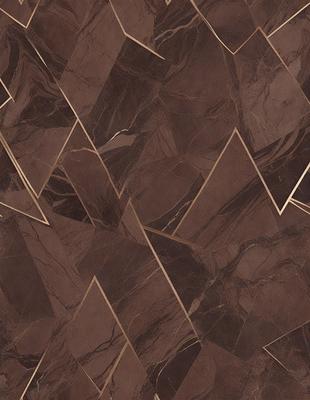 The primary subject of the image is a brown marble tile with a geometric pattern. The setting is a room with a brown marble floor, and the visual style is a close-up of the tile. The colors and mood of the image are warm and earthy, with the brown marble tiles creating a sense of luxury and sophistication.