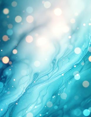 The primary subject of the image is a blue and white ocean scene with a swirling, flowing effect. The setting is the ocean, and the visual style is a combination of photo and digital art. The dominant colors are blue and white, creating a serene and calming atmosphere.