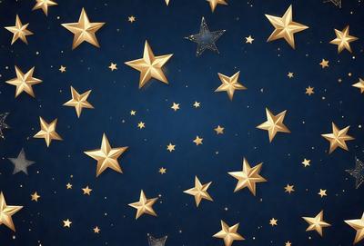 The primary subject of the image is a pattern of stars, which are arranged in a blue background. The setting appears to be a night sky, with the stars being the main focus of the image. The visual style is a combination of digital art and illustration, creating a unique and captivating design. The colors and mood of the image are predominantly blue and gold, giving it a serene and celestial atmosphere.