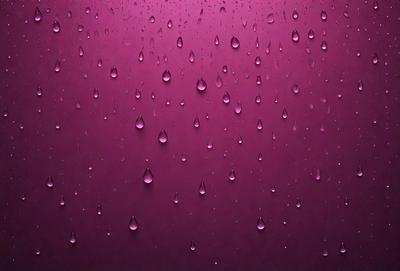 The primary subject of the image is a purple wall with water droplets on it. The setting is a dark room, and the visual style is a close-up of the purple wall with water droplets. The colors and mood of the image are predominantly purple, creating a moody and atmospheric scene.