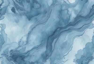 The primary subject of the image is a blue and white marbled surface, which appears to be a painting or a digital artwork. The setting is a cloudy sky, creating a moody atmosphere. The visual style is a combination of painting and digital art, giving the image a unique and artistic appearance. The dominant colors are blue and white, with the blue hues creating a sense of depth and the white elements adding contrast and texture to the scene.