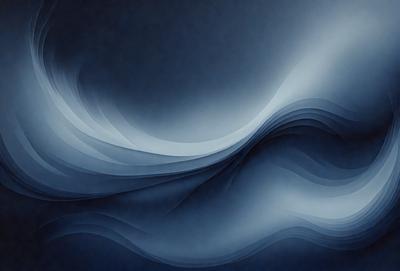 The primary subject of the image is a blue ocean with waves. The setting is a dark blue background, which creates a dramatic and moody atmosphere. The visual style is a digital art or illustration, as the waves are depicted in a detailed and artistic manner. The colors and mood of the image are predominantly dark and mysterious, with the blue ocean waves being the main focus of the scene.