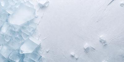 The primary subject of the image is a large, white, and frosty surface, possibly a wall or a piece of ice. The setting appears to be a snowy or icy environment, with the background featuring a pattern of ice crystals. The visual style of the image is a combination of photo and digital art, creating a unique and captivating scene. The colors and mood of the image are predominantly white and cold, evoking a sense of winter and frozen landscapes.
