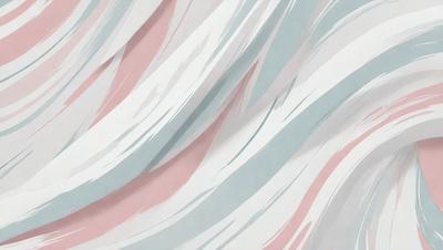 The primary subject of the image is a large, colorful, and abstract painting. The painting features a mix of pink, blue, and white colors, creating a vibrant and dynamic visual effect. The setting is a white wall, which serves as a clean and neutral backdrop for the painting. The visual style of the image is a combination of digital art and illustration, showcasing the artist's creativity and skill in creating a unique and eye-catching piece of art. The colors and mood of the painting