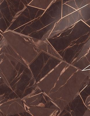 The primary subject of the image is a close-up of a marble tile floor. The setting is a room with a brown marble floor, and the visual style is a photo. The colors and mood of the image are warm and earthy, with the brown marble tiles creating a natural and luxurious atmosphere.