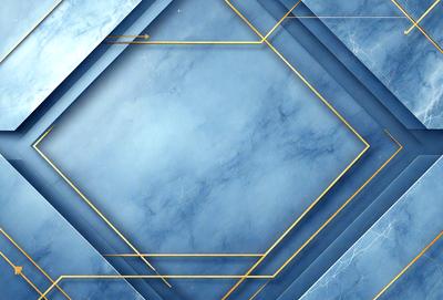 The primary subject of the image is a blue marble tile. The setting is a blue marble tile wall, which serves as the background. The visual style is a digital art, as the image is a close-up of the tile with a blue and gold color scheme. The colors and mood of the image are calm and serene, as the blue marble tile creates a sense of tranquility and sophistication.