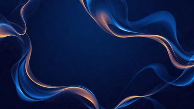 The primary subject of the image is a blue background with a swirling pattern of orange and blue colors. The setting appears to be a dark room, and the visual style is a digital art or illustration. The dominant colors are blue, orange, and white, creating a vibrant and energetic atmosphere.