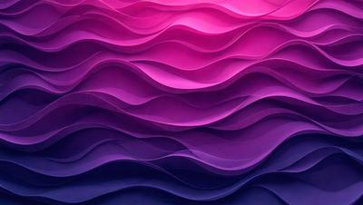 The primary subject of the image is a purple and pink wave pattern, which is a digital art piece. The setting is a wall, and the visual style is digital art. The dominant colors are purple and pink, creating a vibrant and lively atmosphere.
