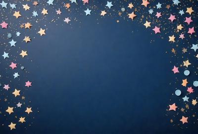 The primary subject of the image is a blue background with a star pattern. The setting is a dark blue wall, and the visual style is a digital art or illustration. The dominant colors are blue and gold, creating a calm and serene atmosphere.