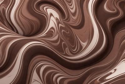 The primary subject of the image is a swirling pattern of brown and white colors, which creates a visually striking and intricate design. The setting is a wooden surface, possibly a table or a piece of furniture, that serves as the background for the pattern. The visual style of the image is a combination of photo and digital art, as it captures the intricate details of the swirling pattern. The dominant colors in the image are brown and white, giving it a warm and elegant atmosphere.
