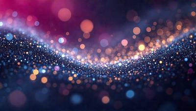 The primary subject of the image is a brightly lit, colorful background featuring a swirling pattern of lights. The setting appears to be a dark, starry night, with the lights creating a mesmerizing visual effect. The visual style of the image is a combination of digital art and illustration, giving it a unique and captivating appearance. The colors and mood of the image are predominantly blue and purple, creating a serene and dreamy atmosphere.