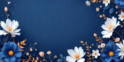 The primary subject of the image is a blue background with a white flower. The setting is a blue wall, and the visual style is a digital art or illustration. The dominant colors are blue and white, creating a calm and serene atmosphere.