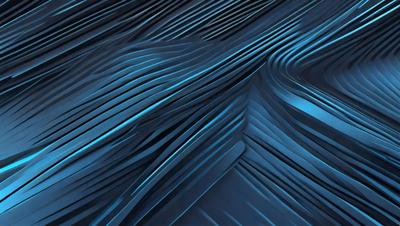 The primary subject of the image is a blue, curved, and wavy surface that resembles a piece of art or a sculpture. The setting is a dark blue background, which contrasts with the blue surface. The visual style appears to be a digital art or illustration, as the surface is smooth and has a modern, artistic appearance. The colors and mood of the image are predominantly blue, creating a calm and serene atmosphere.