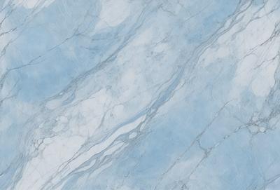 The primary subject of the image is a marble tile with a blue and white color scheme. The setting is a bathroom, as indicated by the presence of the marble tile. The visual style is a close-up of the tile, showcasing its intricate design and texture. The colors and mood of the image are predominantly blue and white, creating a clean and elegant atmosphere.