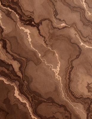 The primary subject of the image is a close-up of a marble surface with a pattern of swirls and lines. The setting is a natural environment, possibly a stone or marble countertop. The visual style is a close-up of the marble, showcasing its intricate patterns. The colors and mood of the image are predominantly brown and earthy, giving it a natural and organic feel.