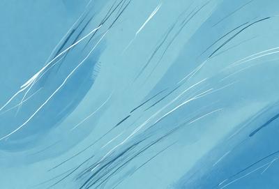 The primary subject of the image is a blue background with white streaks. The setting appears to be a painting or drawing, as the background is not a natural environment. The visual style is artistic, with the white streaks creating a unique and interesting pattern. The colors and mood of the image are predominantly blue and white, giving it a calm and serene atmosphere.