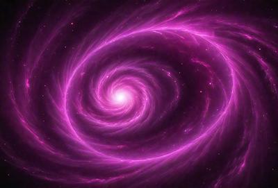 The primary subject of the image is a purple spiral, which appears to be a swirling pattern or a galaxy-like structure. The setting is a dark, starry background, which adds to the overall mood of the image. The visual style is a combination of digital art and illustration, creating a unique and captivating representation of the spiral. The dominant colors are purple and black, giving the image a striking and mysterious appearance.