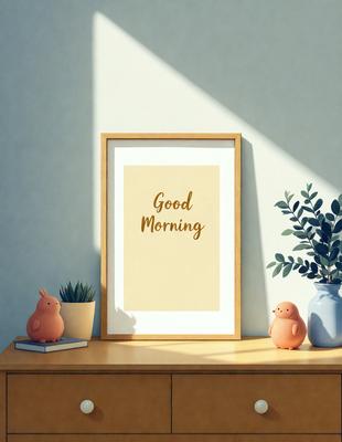 Good morning sign on a wall.