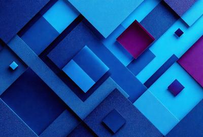 The primary subject of the image is a blue and purple geometric pattern. The setting is a blue background, and the visual style appears to be a digital art or illustration. The dominant colors are blue and purple, creating a calm and soothing atmosphere.