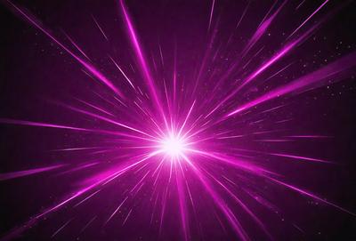 The primary subject of the image is a purple light, which appears to be a bright, colorful explosion. The setting is a dark background, which contrasts with the bright purple light. The visual style of the image is a combination of a photo and digital art, creating a unique and eye-catching effect. The colors and mood of the image are predominantly purple, with a sense of energy and excitement.