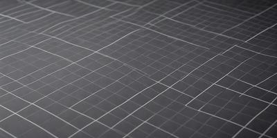 The primary subject of the image is a large, square grid pattern. The setting is a black surface, which provides a contrasting background for the grid pattern. The visual style of the image is a combination of a photo and a digital art, as it appears to be a close-up of a grid pattern. The colors and mood of the image are predominantly black and white, giving it a clean and minimalist appearance.